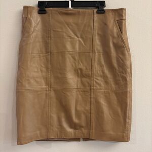 Hugo Boss Camel Tan Lamb Leather Skirt Size 14